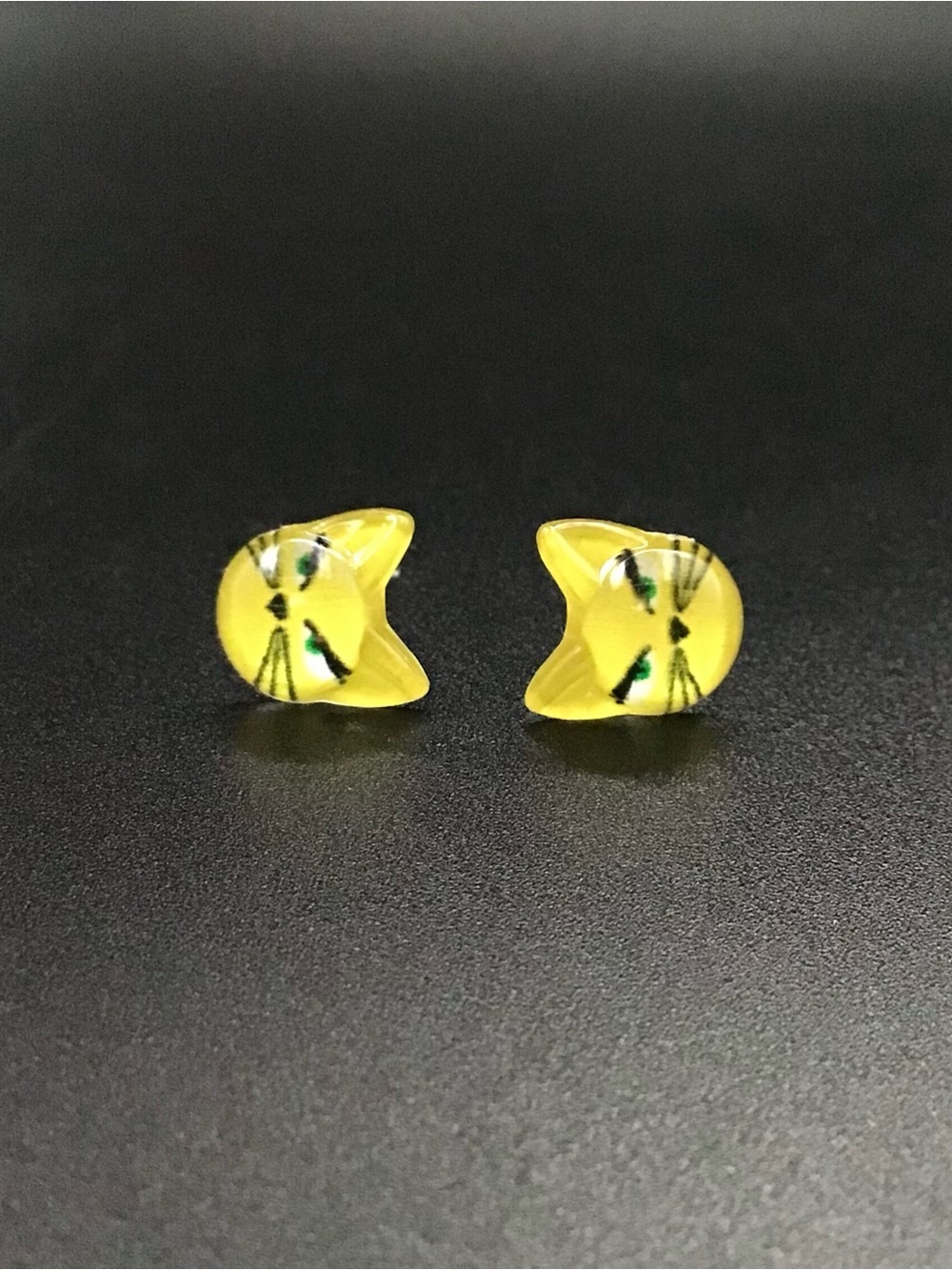 Yellow Cat Stud Earrings